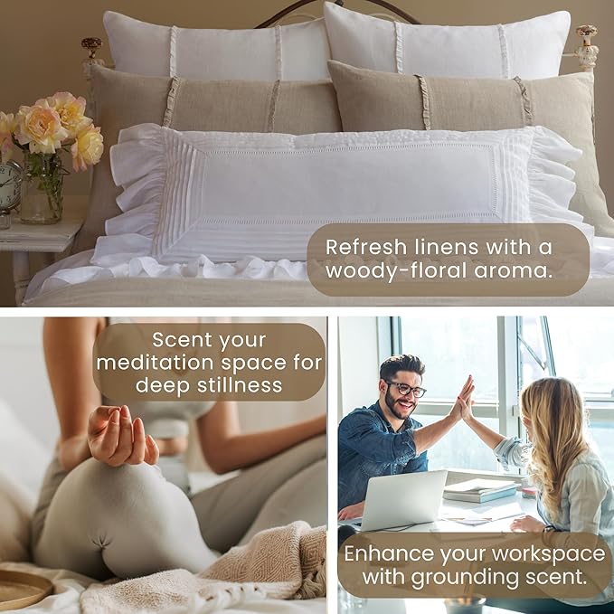 Luxurious Essential Oil based Room Spray by Enhanced Essentials|100% Natural & Synthetic Free|Elevates Ambiance with a Soothing Woody Aroma|Refreshing,Grounding & Calming|3.4 fl oz (100 ml)