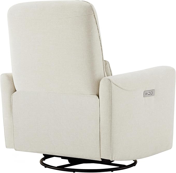 CHITA Power Recliner Chair Swivel Glider, FSC Certified Upholstered Living Room Nursery Reclining Sofa Chair with Lumbar Support, Linen