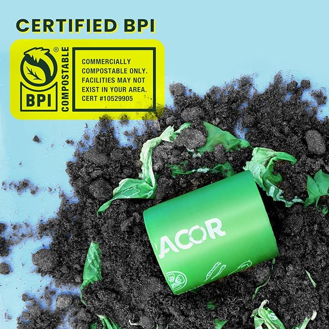 1.6 Gallon Compostable Food Scrap Bags Handle Tie for Kitchen Countertop Bin, 6 Liter Small Compost Bags, 100 Count (Pack of 2), BPI Certified and Meet The ASTM D6400 Standard