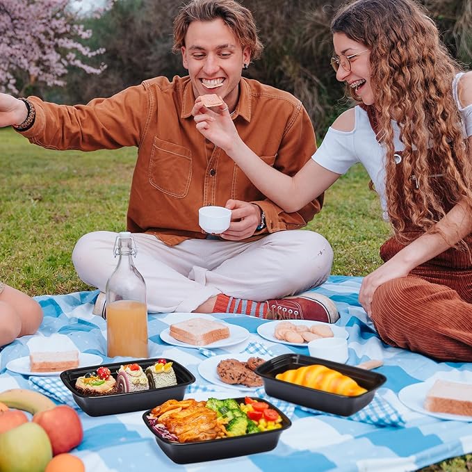 Meal Prep Containers 28oz, 50 Pack (100-Piece) Reusable Food Storage Containers with Lids Microwave, Freezer, Dishwasher Safe - Leakproof & BPA Free Durable Plastic Bento Box for Adult