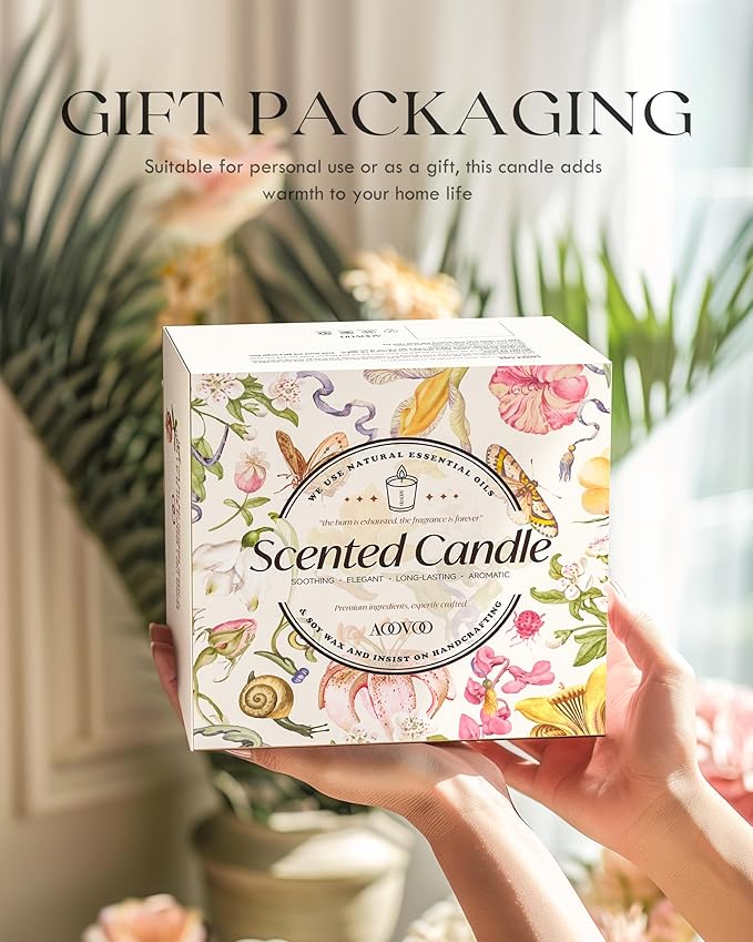 AOOVOO Candle Set - 4PC Scented Candles, 28 oz Soy Candles, Soy Candle for Home Scented, Lavender/Sandalwood/Jasmine/Sage