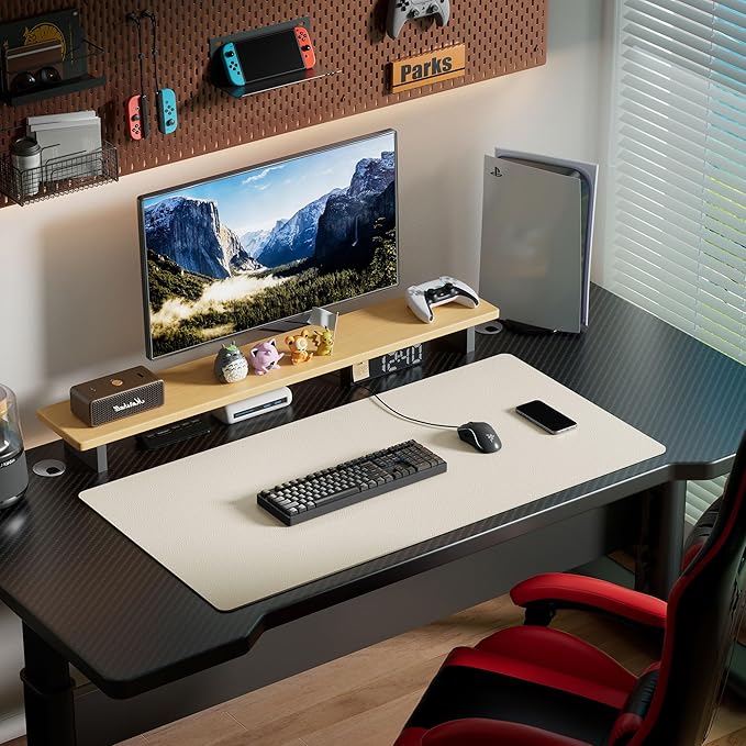 Aothia Leather Desk Pad Protector, Office Desk Mat, Large Mouse Pad, Laptop Desk Pad, Non-Slip PU Leather Desk Blotter, Waterproof Desk Writing Pad for Office and Home (Beige, 47" x 24")