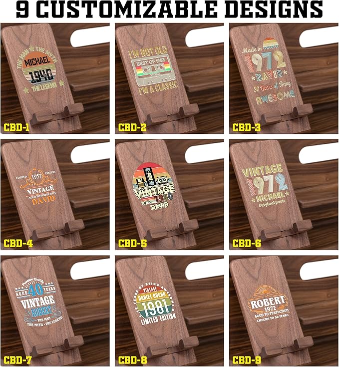 Phone Docking Station for Men's Birthday - Handmade Unique Nightstand Organizer for His Accessories - Personalized Gift Ideas for Dad, Grandpa, Husband, Boyfriend on Fathers Day, Anniversary Day