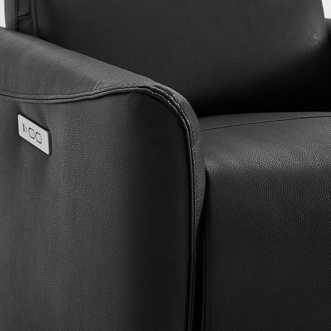 CHITA Power Recliner Chair Swivel Glider, FSC Certified Upholstered Faux Leather Living Room Nursery Reclining Sofa Chair with Lumbar Support, Black
