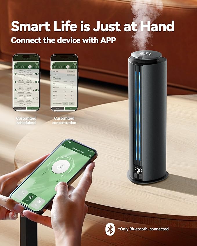 1800 Sq Ft Waterless Diffuser, 100ml Hotel Collection Diffuser Scent Air Machine for Home Cold Air Essential Oil Diffuser for Large Room Office Quiet (Black)