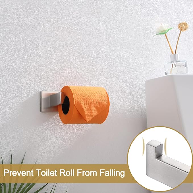KOKOSIRI Toilet Paper Roll Holder Brushed Nickel Toilet Paper Holder Stainless Steel for Kitchen Bathroom Dispenser Wall Mounted, 2 Pack, B2003BR-P2