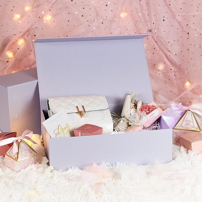 Luxury Large Gift Box 13.8"x9"x4.3" Storage Box Ribbon Magnetic Closure for Luxury Packaging Box for Mother's Day, Birthdays, Bridal Gifts,Weddings