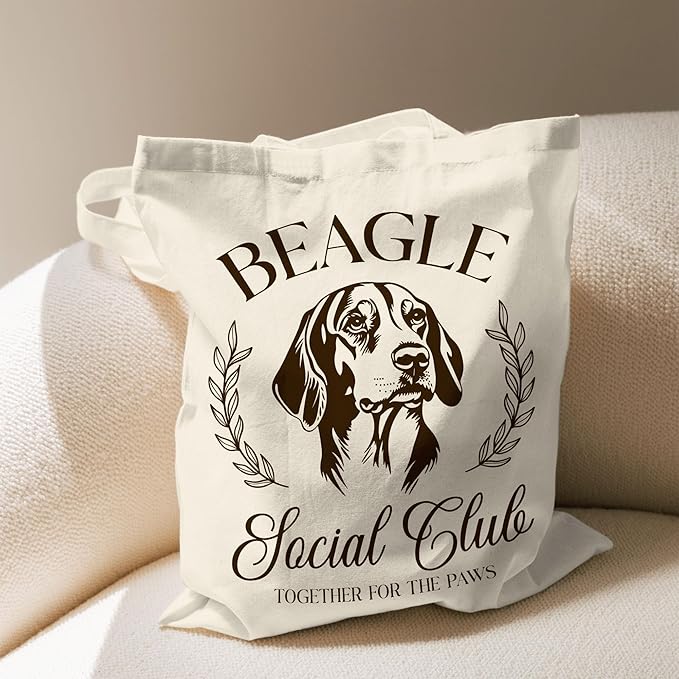 Dog Social Club Canvas Tote Bag, Travel & Daily Use, 16x14 Inch
