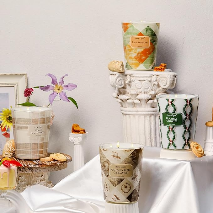 HomeLights Holiday Cookies Scented Candles | 34oz Soy Candles Rustic Modern 3-Wick Large Candle Jars | Ideal Candle Gifts for Events, Home Decor Stress, Relief & Relaxation