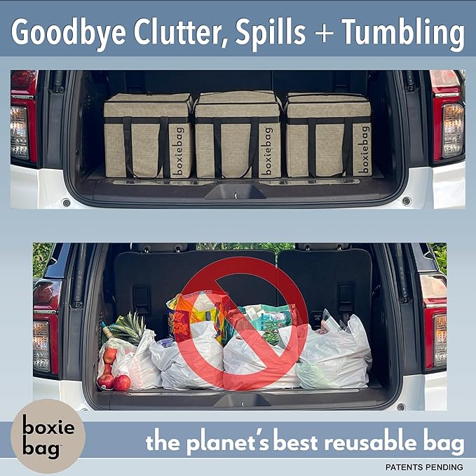 Reusable Grocery Bags (3-Pack) – Durable Reusable Shopping Bags Boxes. Insulate, Stand Up, Stay Open, Fold Flat – Large Tote Bag with Long Handles & Reinforced Bottom. 2 Year Warranty.