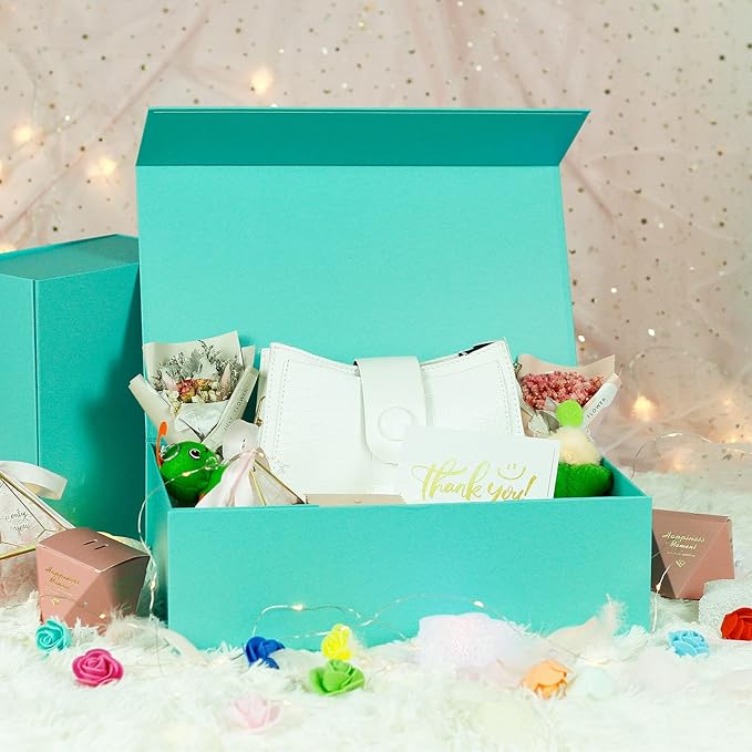Luxury Large Gift Box 13.8"x9"x4.3" Storage Box Ribbon Magnetic Closure for Luxury Packaging Box for Mother's Day, Birthdays, Bridal Gifts,Weddings