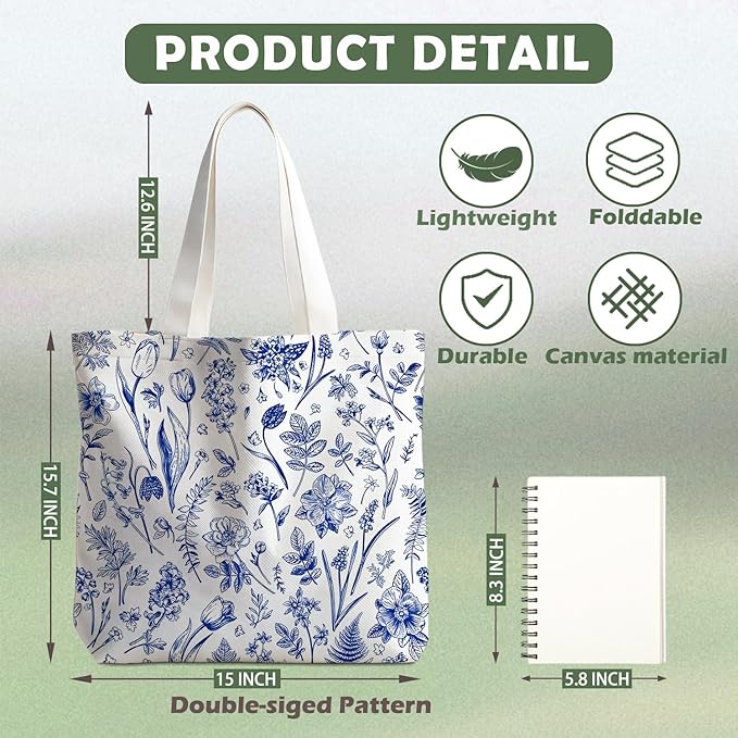 Animals-Flowers-Fruits-Bow Valentines Canvas Heart Tote Bag, Coquette Reusable Shopping Grocery Bags