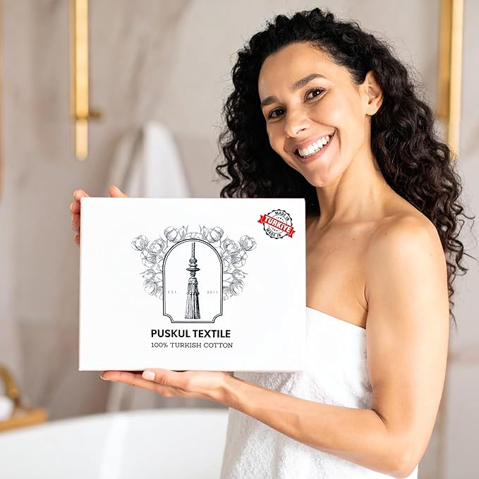 PÜSKÜL - Premium Waffle Towel Set 4 Pieces Turquoise - Organic 100% Turkish Cotton Quick-Dry Towels for Bathroom Made in Turkiye (Turquoise, Towel Set - 2 Hand & 2 Bath Towels)