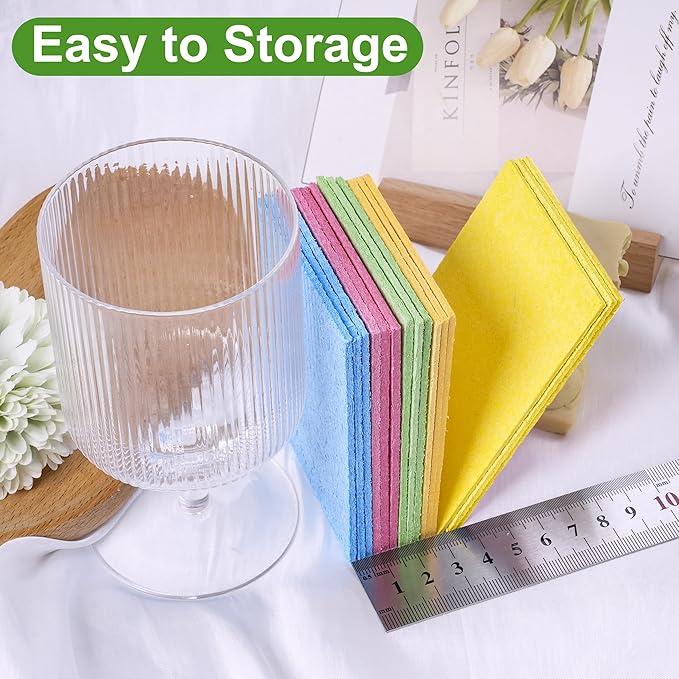 15 Pcs Cellulose Sponges Kitchen, 5 Colors Non-Scratch Colorful Sponges, Biodegradable Compressed Sponges, Large Cellulose Sponge for Kitchen, Bathroom, Cars, Funny Cut-Outs DIY