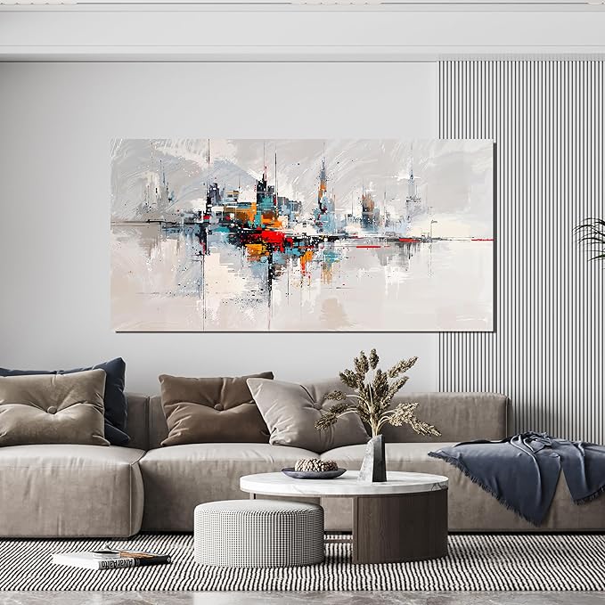 Large Abstract Wall Art Decor Wall Art Pictures for Living Room Abstract Canvas Art Wall Decor Modern Colorful Wall Art Prints Contemporary City Wall Art Decorations Bedroom Office Home Decor 24" X 48"