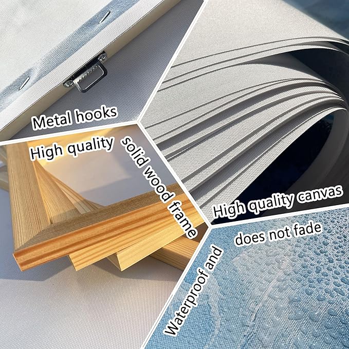 yiijeah Abstract Wall Art - Blue and White Pictures Wall Decor Living Room Canvas Artwork 40x20 Inches Modern Home Decor Bedroom Aesthetic