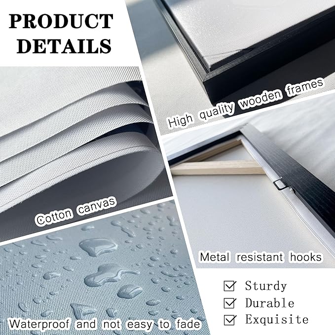 KLAKLA Extra Large Wall Art for Living Room City Scenes - Black Frame Large Abstract Wall Decor Bedroom Office Landscape Plum Blossom Picture Artwork for wall Modern Home Decoration