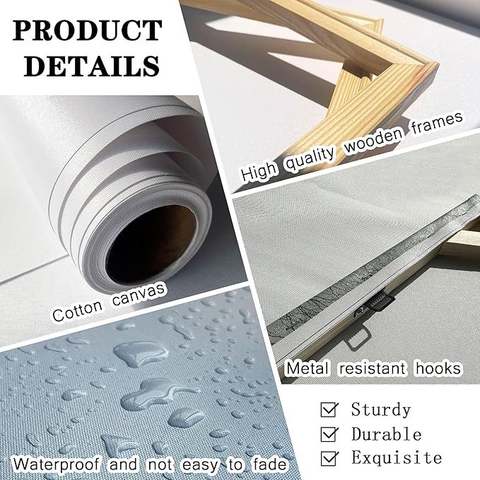 KLAKLA Bedroom Art - Canvas Tree Wall Art for Bedroom Office Home Decor - Blue Picture Artwork for Wall - Blue Leaves Plant Forest Wall Decor