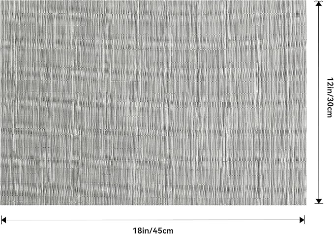 Leetaltree Silver Placemats Set of 4 - Heat Resistant Non-Slip Place mats for Dining Table, Washable Durable PVC Vinyl Woven Table Mats(Silver, 4)