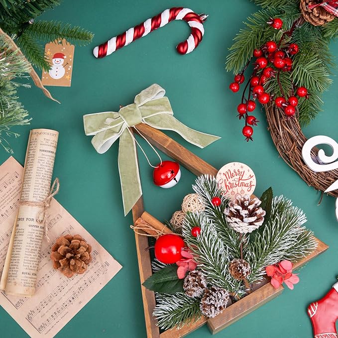 Vintage Sage Green Velvet Ribbon Christmas Ribbon for Gift Wrapping Crafts Christmas Tree Ornaments Garland Decorations, 1 Inch X 25Yd