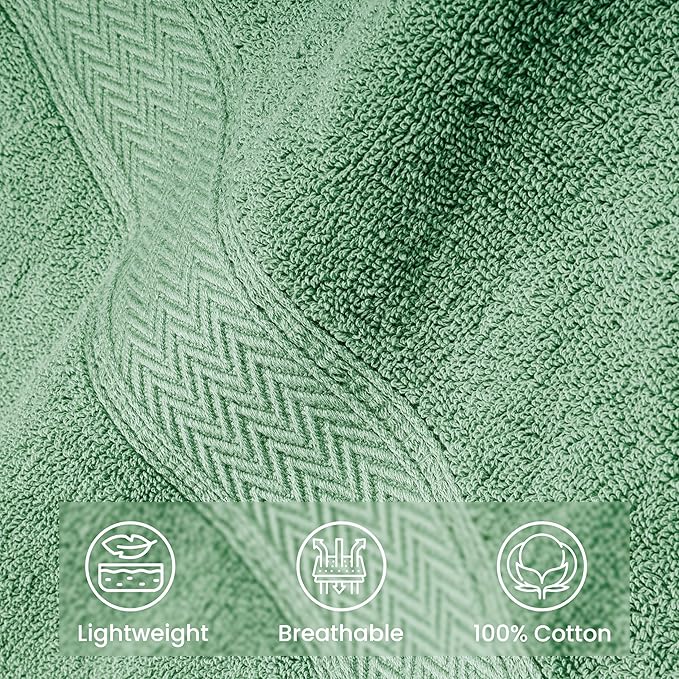 HILLFAIR 600 GSM- 40 x 80 Inches- 100% Cotton 2 Pc XXL Oversized Bath Towel Set- Soft Highly Absorbent Jumbo Bath Sheets Towels Sets- Quick Dry Oversized Sheets Towel Sets for Hotel Spa Pool- Sage