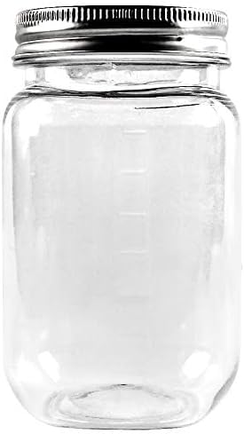 novelinks 16 oz Clear Plastic Jars with Screw-On Lids - BPA-Free Refillable Storage Containers for Slime, Food, Crafts, Kitchen & Household Use (20 Pack,Silver)