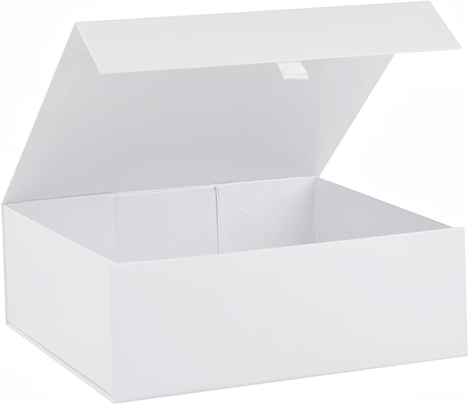 White Gift Box Large 13.5x11.8x4.7 Inches, White Gift Boxes for Presents with Magnetic Closure Lid, Luxury Gift Box Rectangle Collapsible Boxes for Gift Packaging