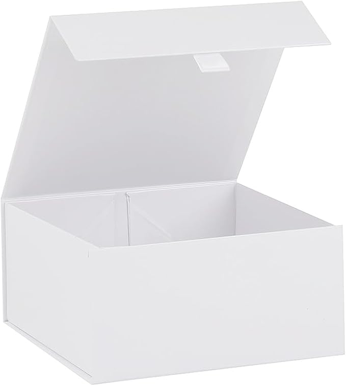 White Gift Box 8x8x4 Inches Small Gift Boxes for Presents with Magnetic Closure Lid Luxury Collapsible Gift Box Bridesmaid, Wedding, Birthday Boxs for Gift Packaging