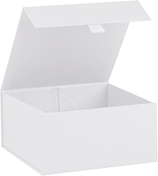White Gift Box 8x8x4 Inches Small Gift Boxes for Presents with Magnetic Closure Lid Luxury Collapsible Gift Box Bridesmaid, Wedding, Birthday Boxs for Gift Packaging