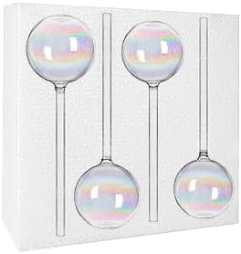 4 Pcs Iridescent Glass Plant Watering Globes - 9 Inch Self Watering Planter Insert | Plant Watering Devices | Plant Watering Bulbs for Indoor and Outdoor Plants Accessories.