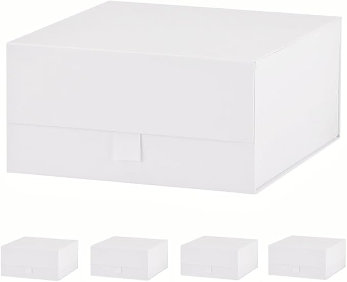 5 Pcs White Gift Box 8x8x4 Inches Small Gift Boxes for Presents with Magnetic Closure Lid Luxury Collapsible Gift Box Bridesmaid, Wedding, Birthday Boxs for Gift Packaging