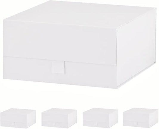 5 Pcs White Gift Box 8x8x4 Inches Small Gift Boxes for Presents with Magnetic Closure Lid Luxury Collapsible Gift Box Bridesmaid, Wedding, Birthday Boxs for Gift Packaging