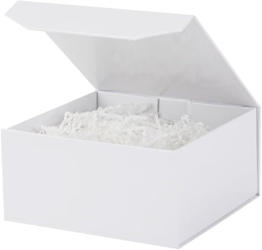 6 Pcs Small White Gift Box 6x6x3 Inch Magnetic Gift Box Small Magnetic Box with Crinkle Paper White Small Gift Box with Shredded Paper Luxury Gift Boxes with Lids for Presents