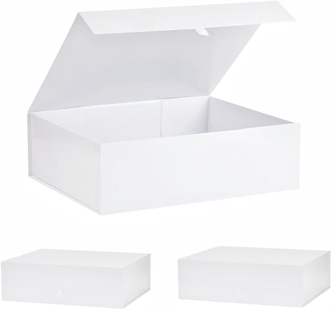 Extra Large White Gift Box 3 Pack 19x16x6 Inches,Gift Boxs for Presents with Lid Magnetic Closure Collapsible,Bridesmaid Proposal Box,Birthday, Christmas,for Clothes and Large Gifts