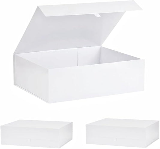 Extra Large White Gift Box 3 Pack 19x16x6 Inches,Gift Boxs for Presents with Lid Magnetic Closure Collapsible,Bridesmaid Proposal Box,Birthday, Christmas,for Clothes and Large Gifts