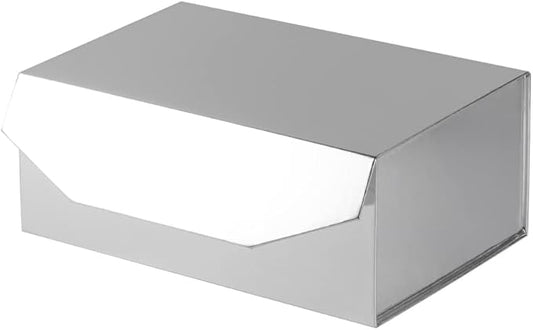 1PCS Silver Gift Box 9.5x7x4 Inches, Sturdy Gift Box with Lid for Gift Packaging, Foldable Magnetic Closure Storage Boxes, Bridesmaid proposal box, Rectangle Collapsible Box