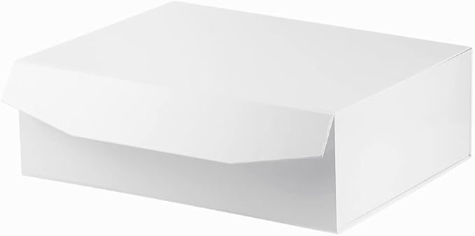 1 Pcs White Extra Large Gift Box with Lid, 16.5 x 13 x 5.3 Inches, Hard Magnetic Giant Gift Boxes for Presents Clothes Robe Wedding Dress Sweater,Reusable Foldable Bridesmaid Proposal Box