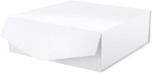 Gift Box with Lid 9x9x3.4 Inches, White Bridesmaid Proposal Box with Magnetic Closure for All Occasion (Glossy White)