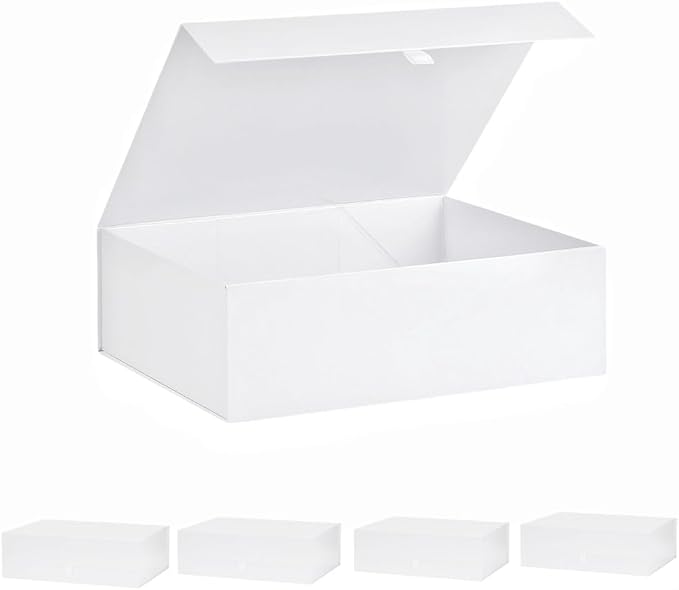 Extra Large White Gift Box 5 Pack 19x16x6 Inches,Gift Boxs for Presents with Lid Magnetic Closure Collapsible,Bridesmaid Proposal Box,Birthday, Christmas,for Clothes and Large Gifts