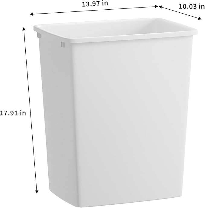 35QT Kitchen Trash Can, Sturdy and Lightweight Slim Trash Can, Trash Cans for Kitchen, Workspace, Bathroom, Office, Easy to Clean, 2-Pack, White