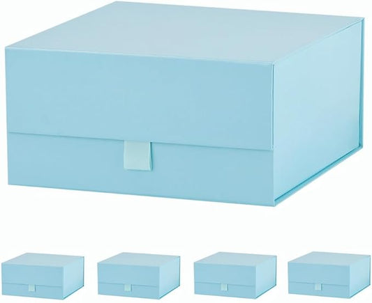 5 Pcs Blue Gift Box 8x8x4 Inches Small Gift Boxes for Presents with Magnetic Closure Lid Luxury Collapsible Gift Box Bridesmaid, Wedding, Birthday Boxs for Gift Packaging