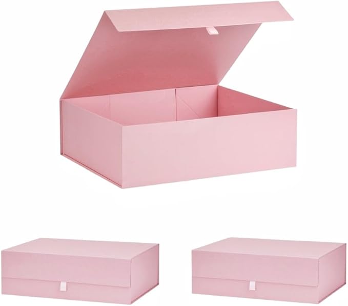 Extra Large Pink Gift Box 3 Pack 16.5x14x5.5 Inches,Gift Boxs for Presents with Lid Magnetic Closure Collapsible,Bridesmaid Proposal Box,Birthday, Christmas,for Clothes and Large Gifts