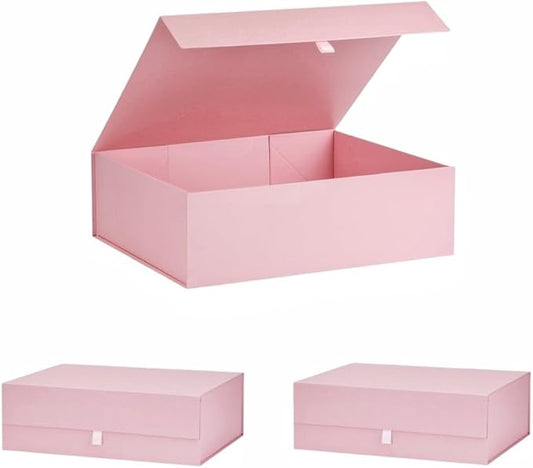 Extra Large Pink Gift Box 3 Pack 16.5x14x5.5 Inches,Gift Boxs for Presents with Lid Magnetic Closure Collapsible,Bridesmaid Proposal Box,Birthday, Christmas,for Clothes and Large Gifts