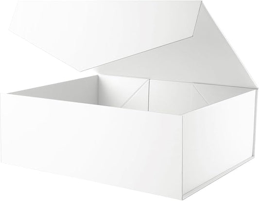 BLK&WH Extra Large Gift Box with Lid 19.2x15.8x7 Inches, White Gift Box Closure Lid for Clothes and Large Gifts (Matte White)