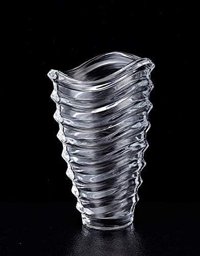 Amlong Crystal Large Clear Ocean Waves Vase 13 inches High (6 inch Top and 3 inch Bottom)