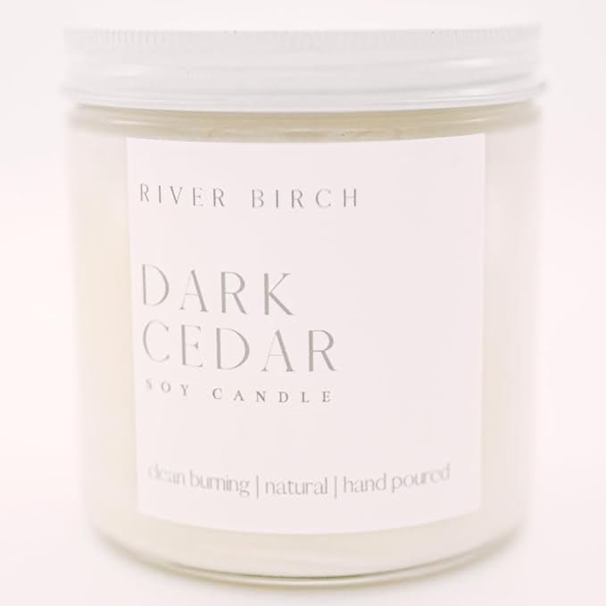 River Birch Candles Eucalyptus & Cedar Scented Candle | Premium, All-Natural, Non-Toxic, Soy Candles | 16oz 90 Hr Burn Time | Cozy Relaxing Gifts for Home