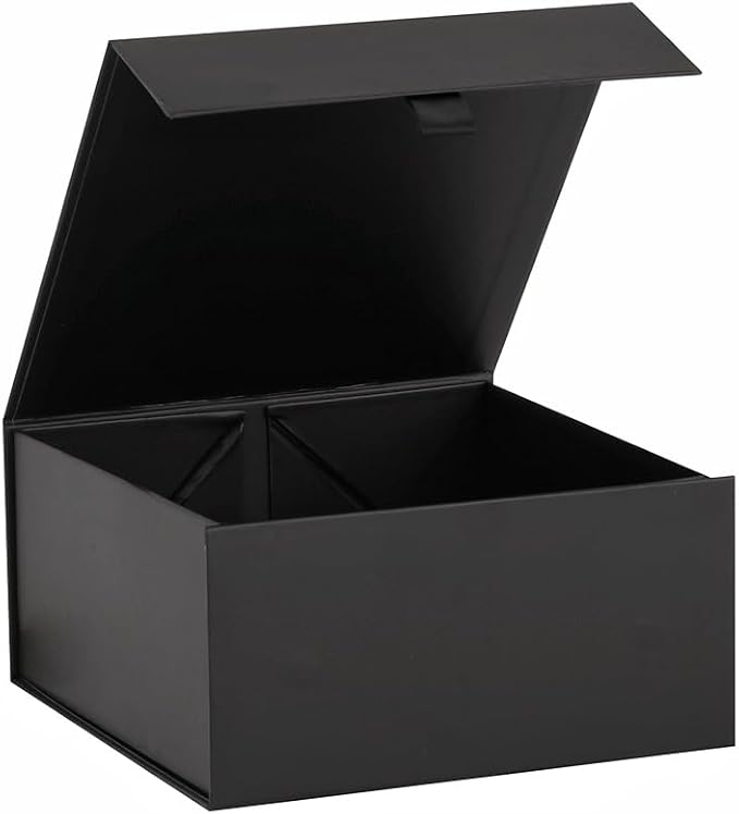 Black Gift Box 8x8x4 Inches Small Gift Boxes for Presents with Magnetic Closure Lid Luxury Collapsible Gift Box Bridesmaid, Wedding, Birthday Boxs for Gift Packaging