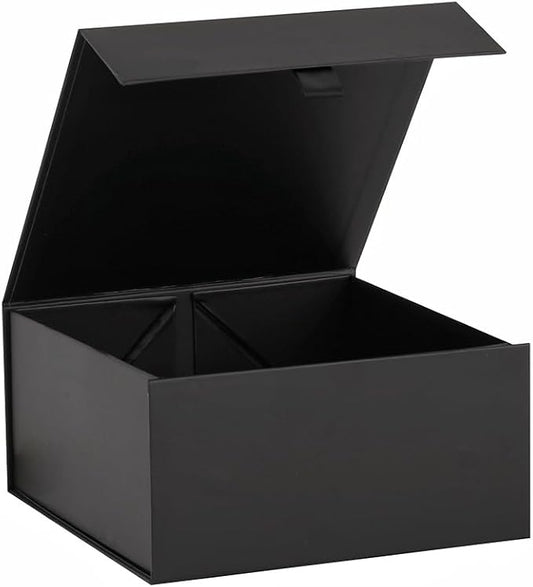 Black Gift Box 8x8x4 Inches Small Gift Boxes for Presents with Magnetic Closure Lid Luxury Collapsible Gift Box Bridesmaid, Wedding, Birthday Boxs for Gift Packaging