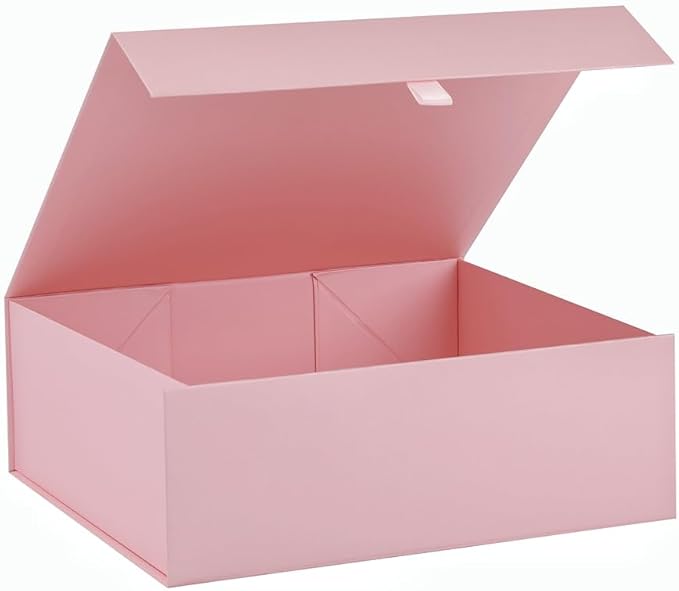 Pink Gift Box Large 13.5x11.8x4.7 Inches, Pink Gift Boxes for Presents with Magnetic Closure Lid, Luxury Gift Box Rectangle Collapsible Boxes for Gift Packaging