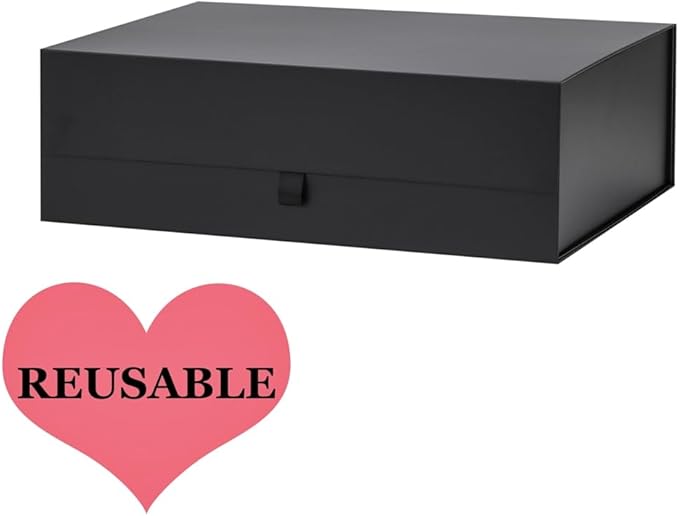 Extra Large Black Gift Box 3 Pack 16.5x14x5.5 Inches,Gift Boxs for Presents with Lid Magnetic Closure Collapsible,Groomsman Proposal Box,Birthday, Christmas,for Clothes and Large Gifts